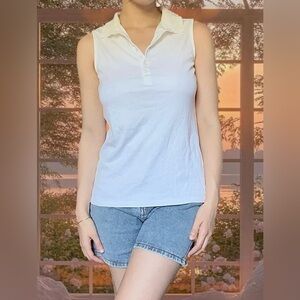 Lands' End White Fitted Polo Tank Top
